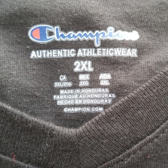 Champion Cotton Blend Graphic Logo Vneck Shirt - Picture 2 of 5